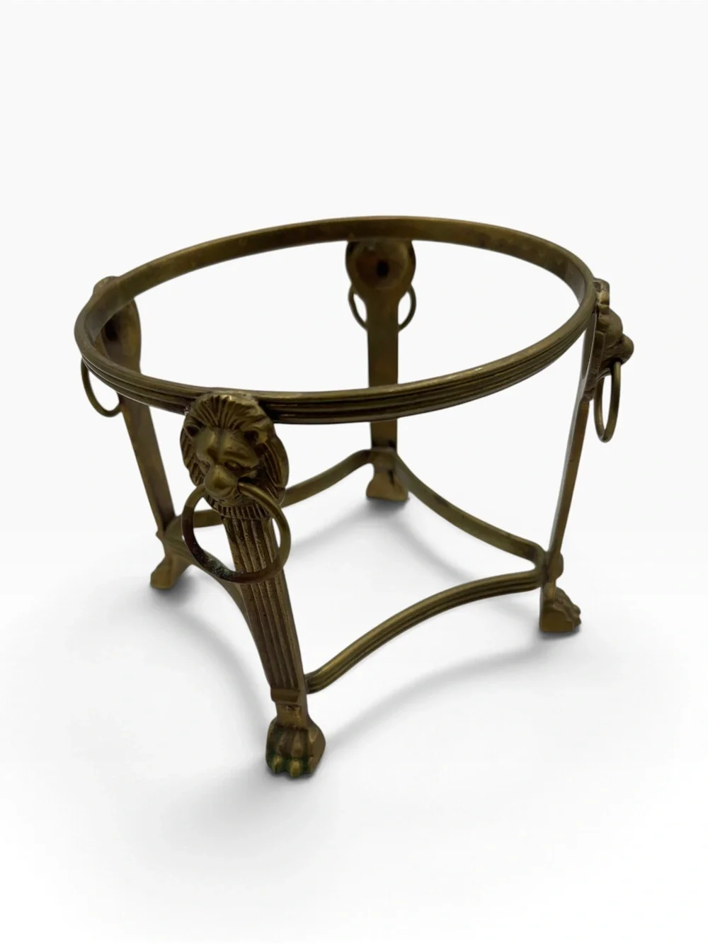 ✨ Vintage Ornate Brass Lion Head Orb & Crystale Ball Stand | Claw Feet